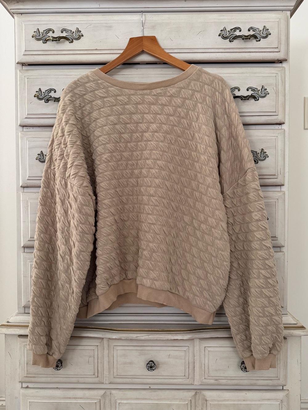 Beige Quilted Sweater
